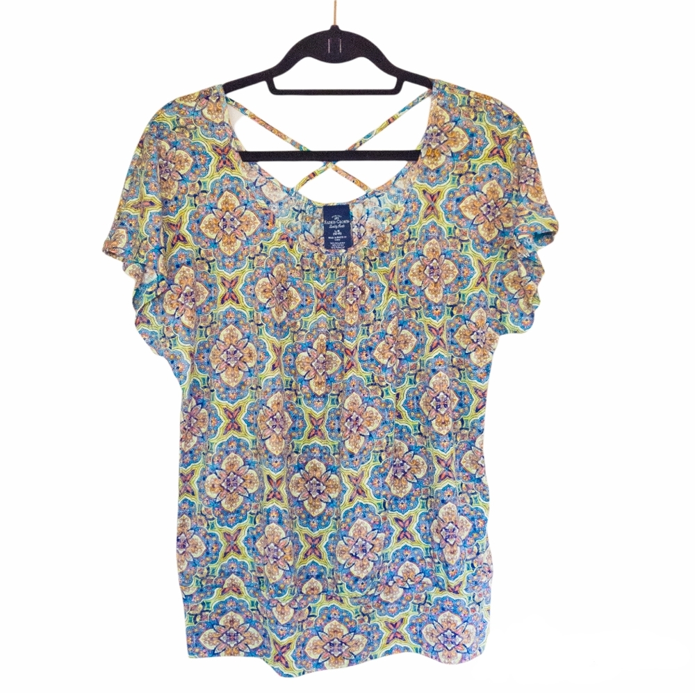 Faded Glory Lightweight Boho Top with Crisscross Back